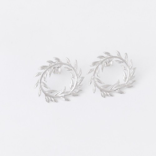 Greek Olive wreath Silver earrings - ΣΚ049ΣΚ270.GR
