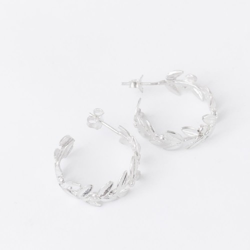 Greek Olive wreath earrings Silver  - ΣΚ049ΣΚ044.GR 