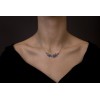 Greek Olive leaves Lapis Lazuli silver necklace - KO050KA056.GR