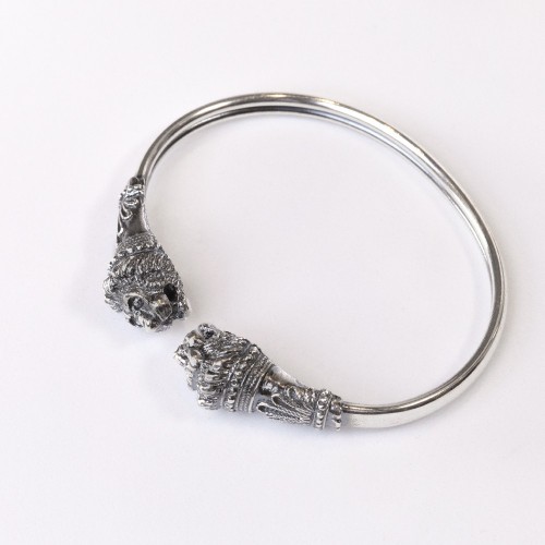 Lion heads Sterling Silver 925 oxidized handmade bendable bracelet  - BP050ΧΕ118.20.5GR 