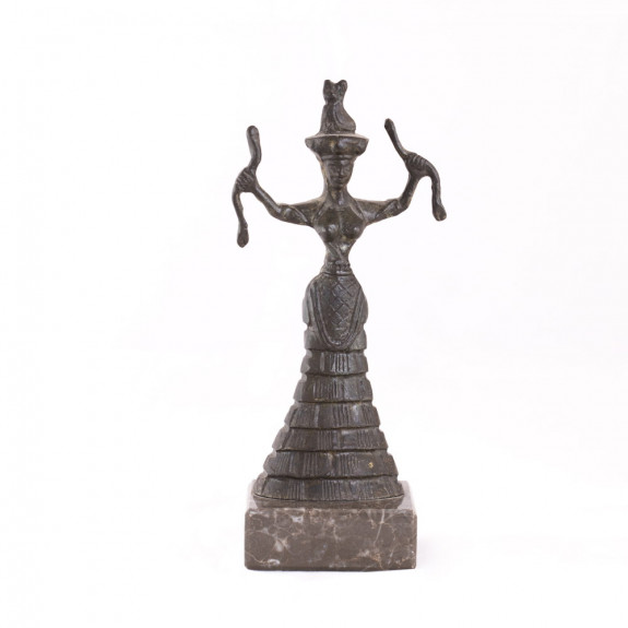 Bronze Snake goddess on marble base - SM052BR00027