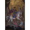 andmade Byzantine hagiography Saint George inside old kneading wooden boats 68 x 19 χ 15 cm.- IC059COD99