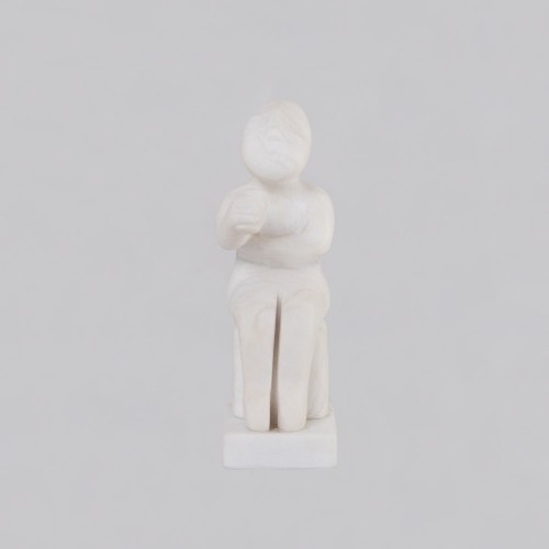 MARBLE seated figurine, Cycladic museum copy 19Χ6Χ9 cm - SM070SM50